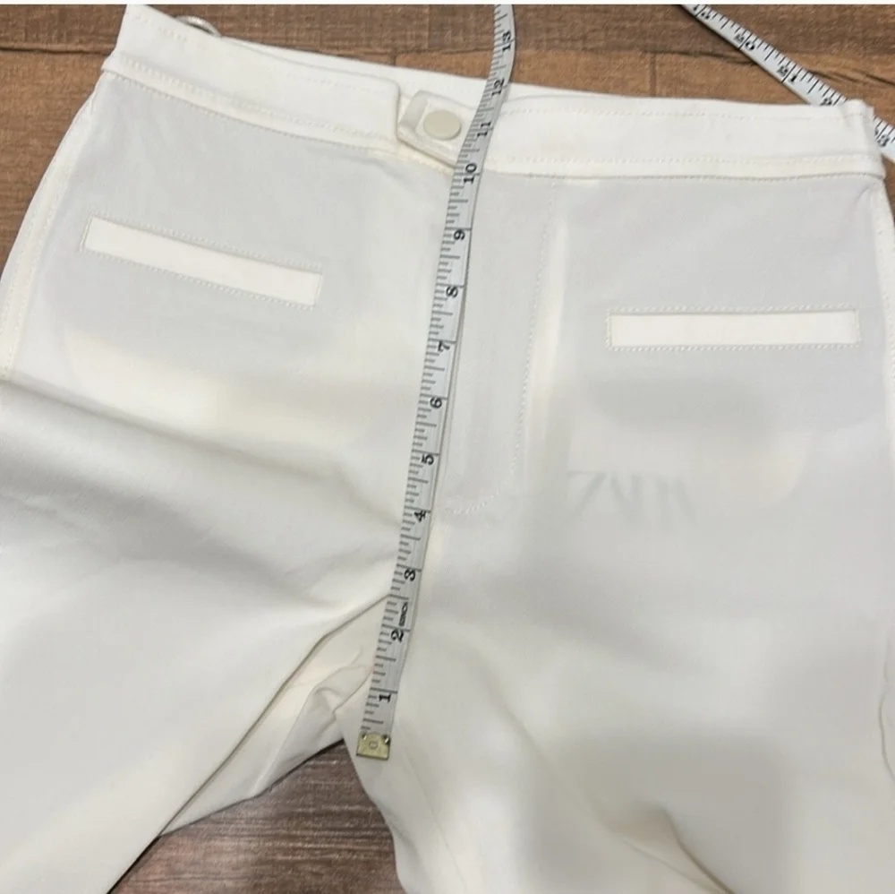 Zara ZW Collection White Tailored Stretch Ankle Cropped Pants NWT Size S